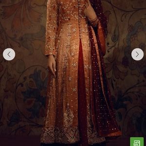 Phatyma Khan Orange and Maroon Maxi Dress Suit
